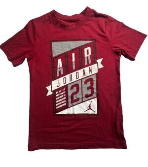 Nike Air Jordan 23 Boys Red Graphic T Shirt Size 10-12 Years Short Sleeve